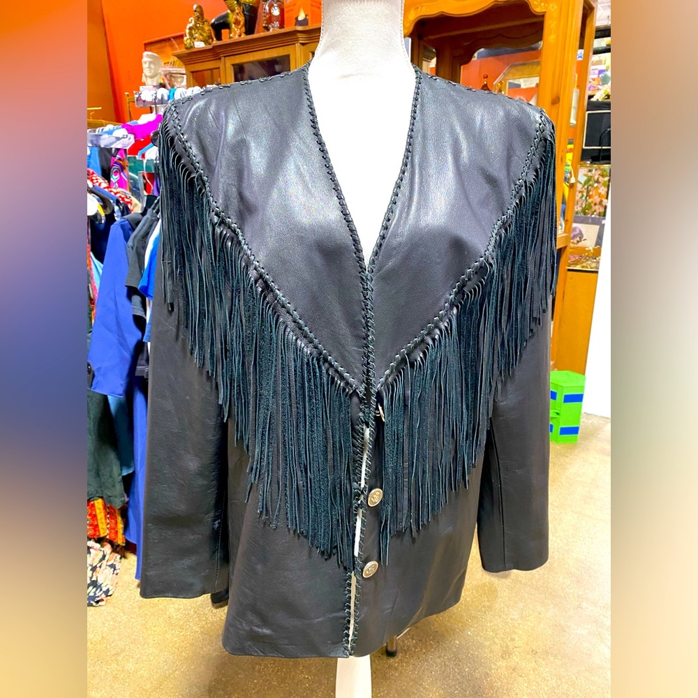 Vintage leather fringe jacket 1980’s